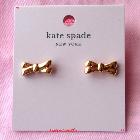 ♠️ Kate Spade ♠️️ Gold Double Bow Stud Earrings - Picture 2 of 7